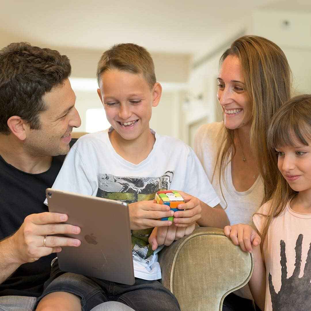 family playing with Smart Rubik's Cube
