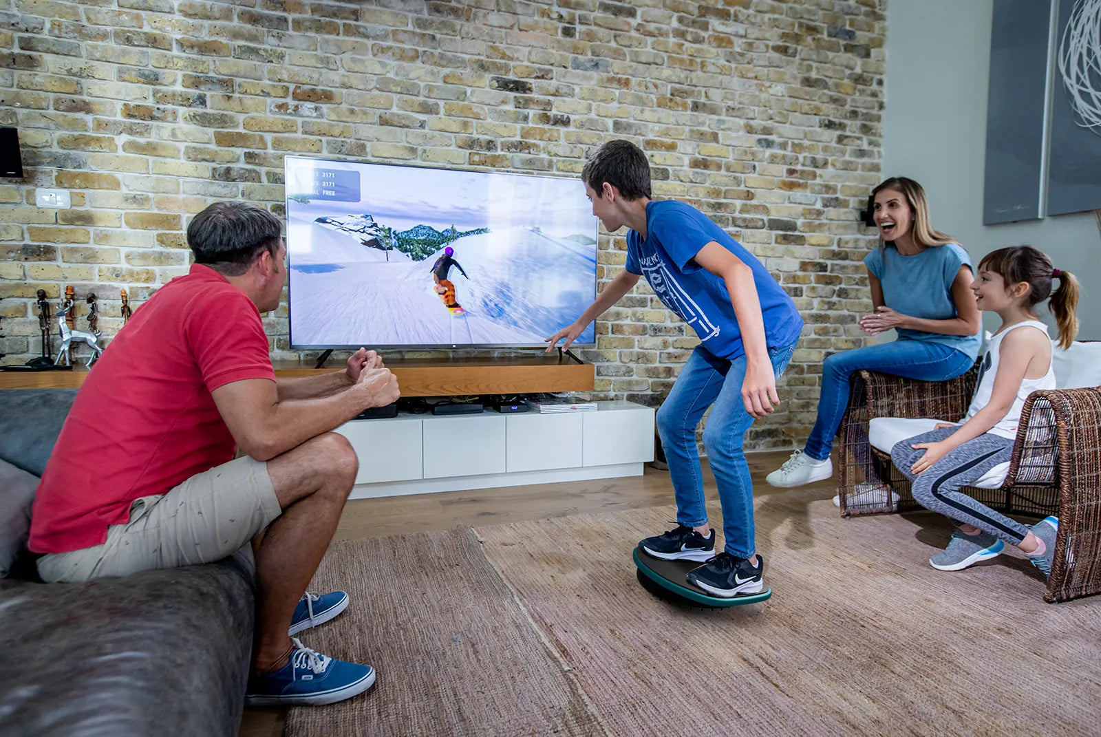 Kids playing with smart balance board