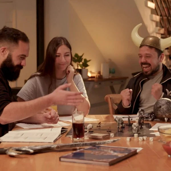 friend playing with RPG Dice Set