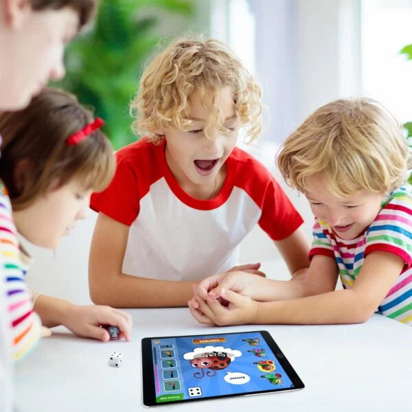 kids playing board game with smart dice