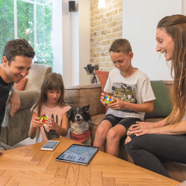 family playing with Smart Cubes