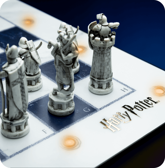 GoChess Wizard pieces facing off on the board