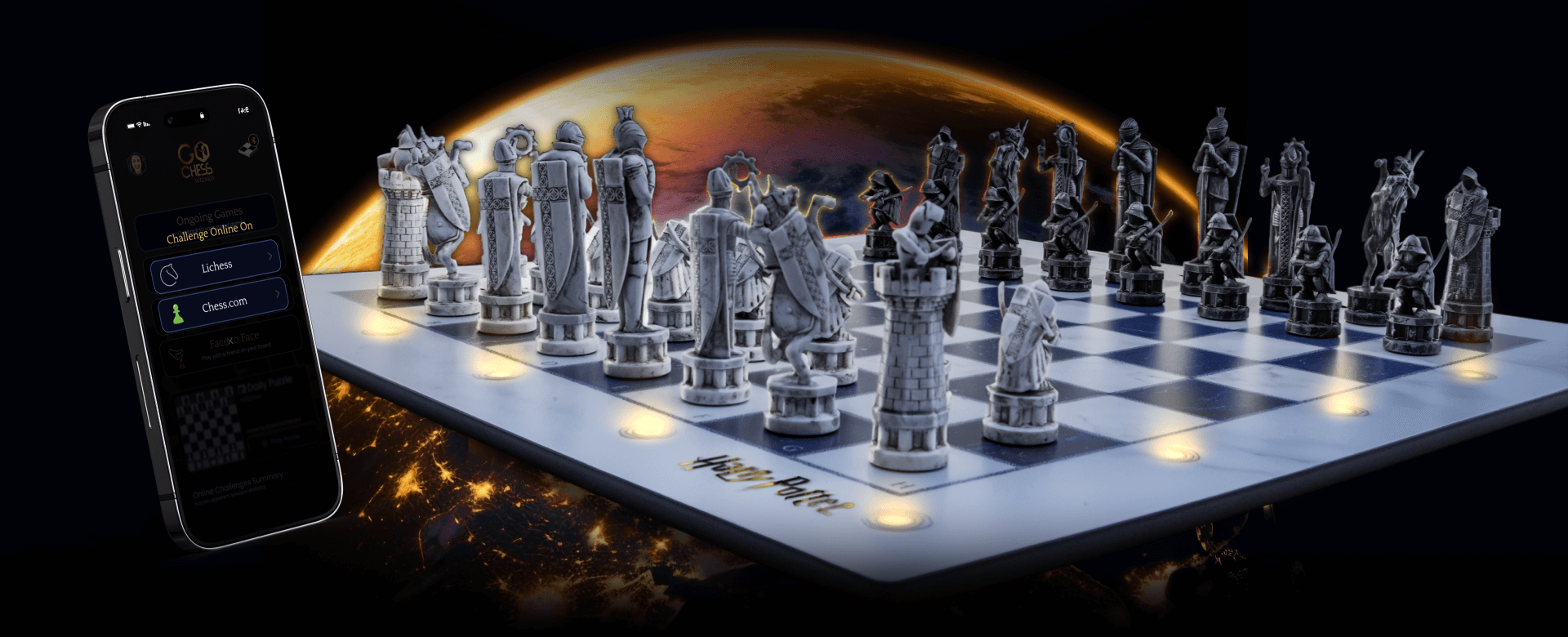 The GoChess Wizard board connected to online play